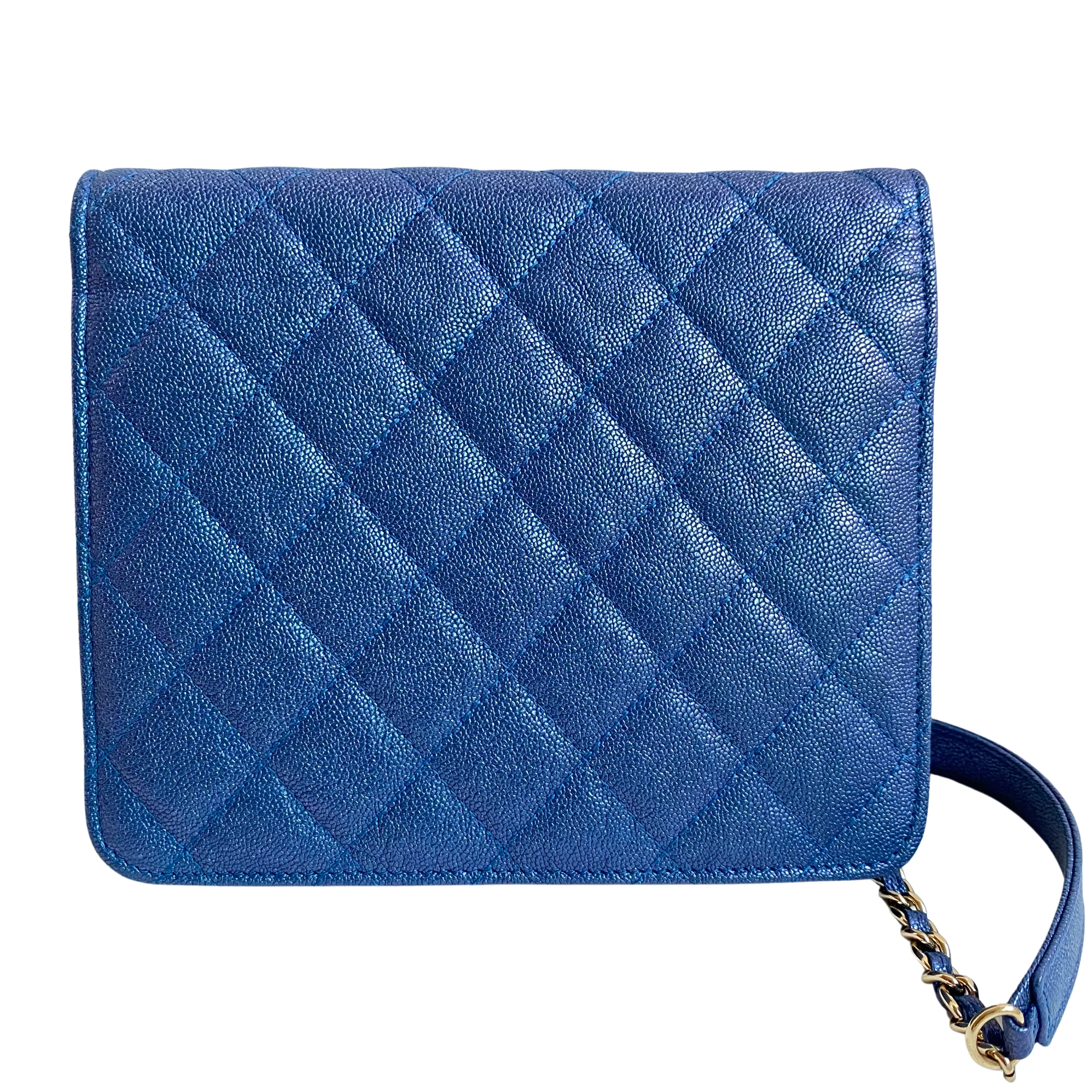 Square Wallet On Chain WOC in 19S Iridescent Blue Caviar