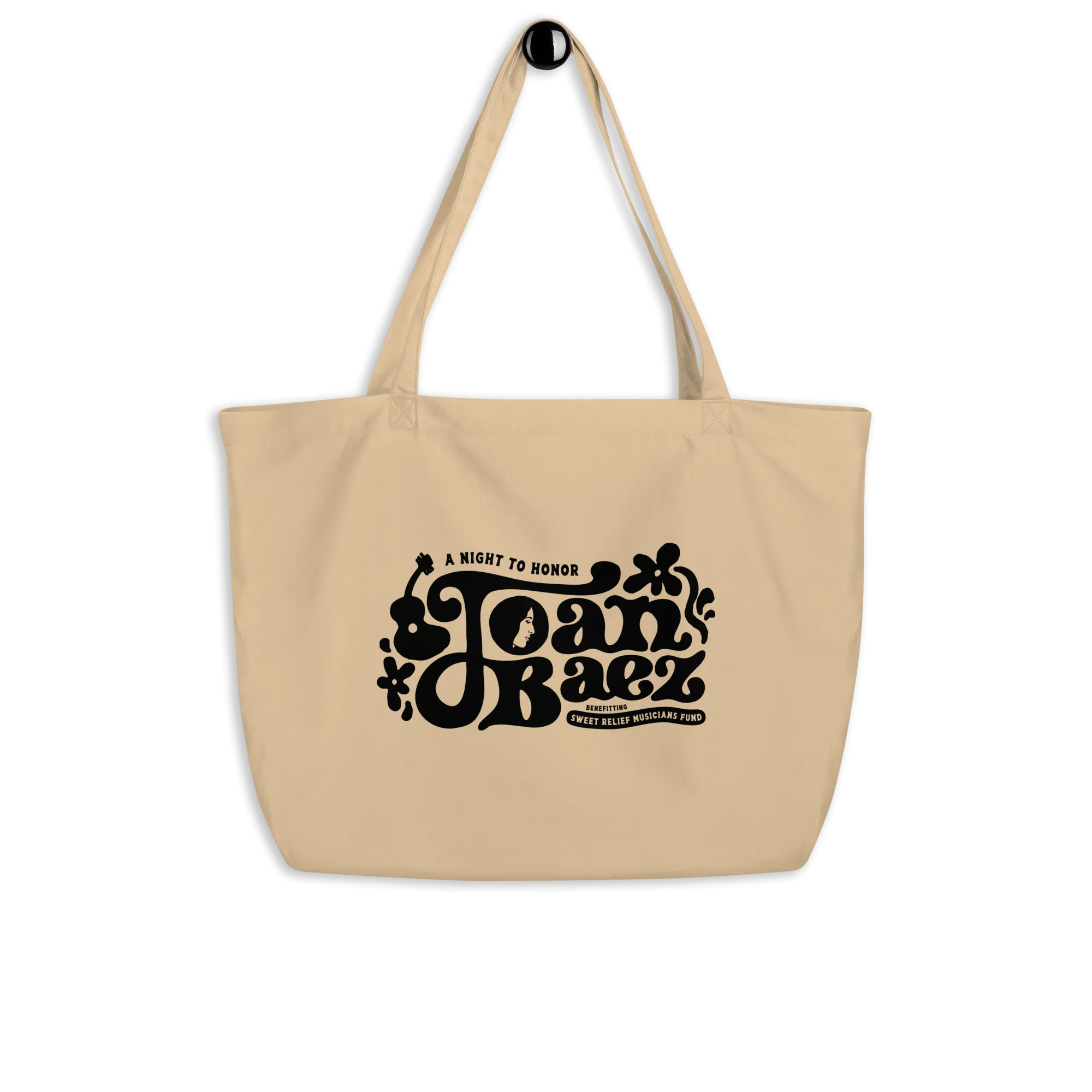 SR Joan Baez 'Circle Logo' Large Organic Tote