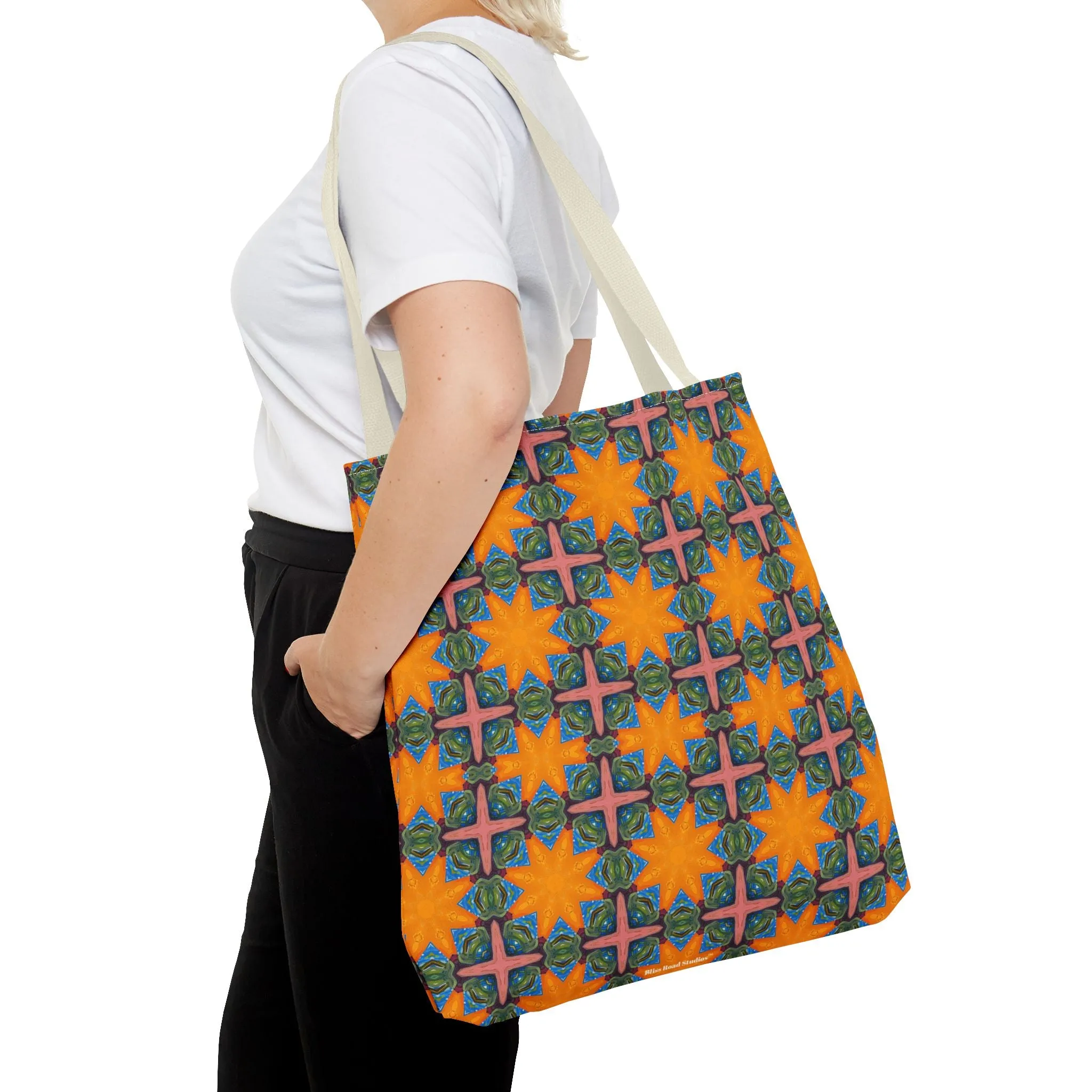 Starburst Mosaic Voyage Tote Bag - Carry Tapestry Elegance with a Starburst of Color! Available in 3 sizes.