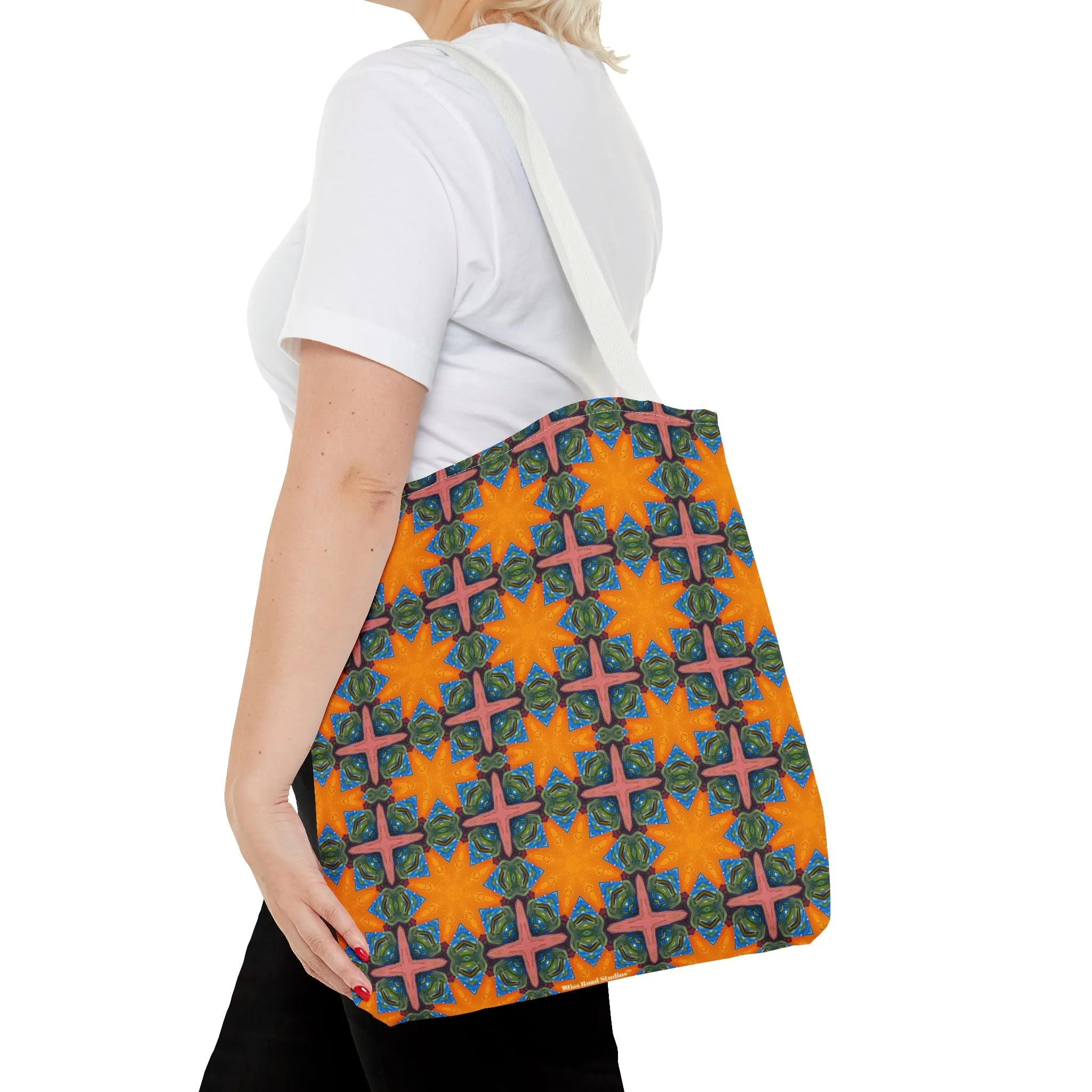 Starburst Mosaic Voyage Tote Bag - Carry Tapestry Elegance with a Starburst of Color! Available in 3 sizes.