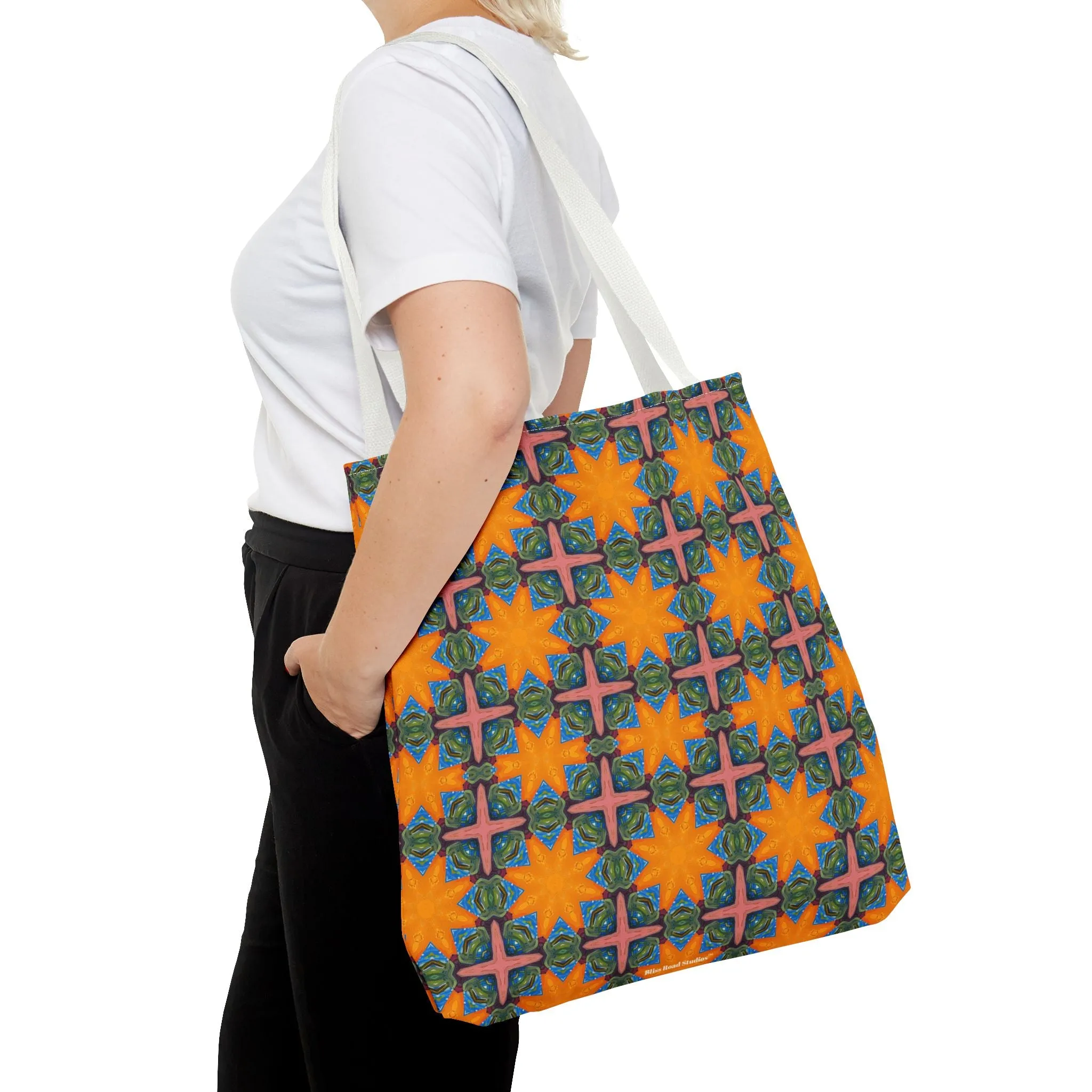Starburst Mosaic Voyage Tote Bag - Carry Tapestry Elegance with a Starburst of Color! Available in 3 sizes.