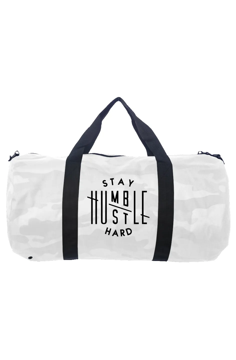 Stay Humble Hustle Hard White Camo Duffel