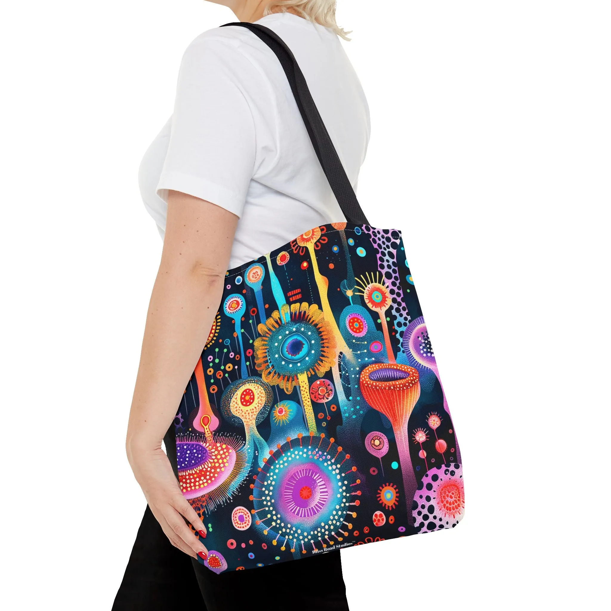 Surreal Seascape Forest Tote Bag - Step into a Surreal Sci-Fi Seascape with Every Carry! Available in 3 sizes.