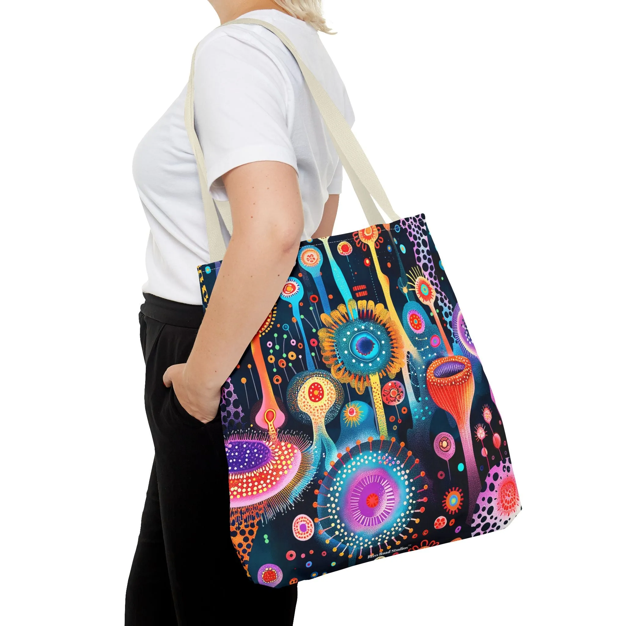 Surreal Seascape Forest Tote Bag - Step into a Surreal Sci-Fi Seascape with Every Carry! Available in 3 sizes.