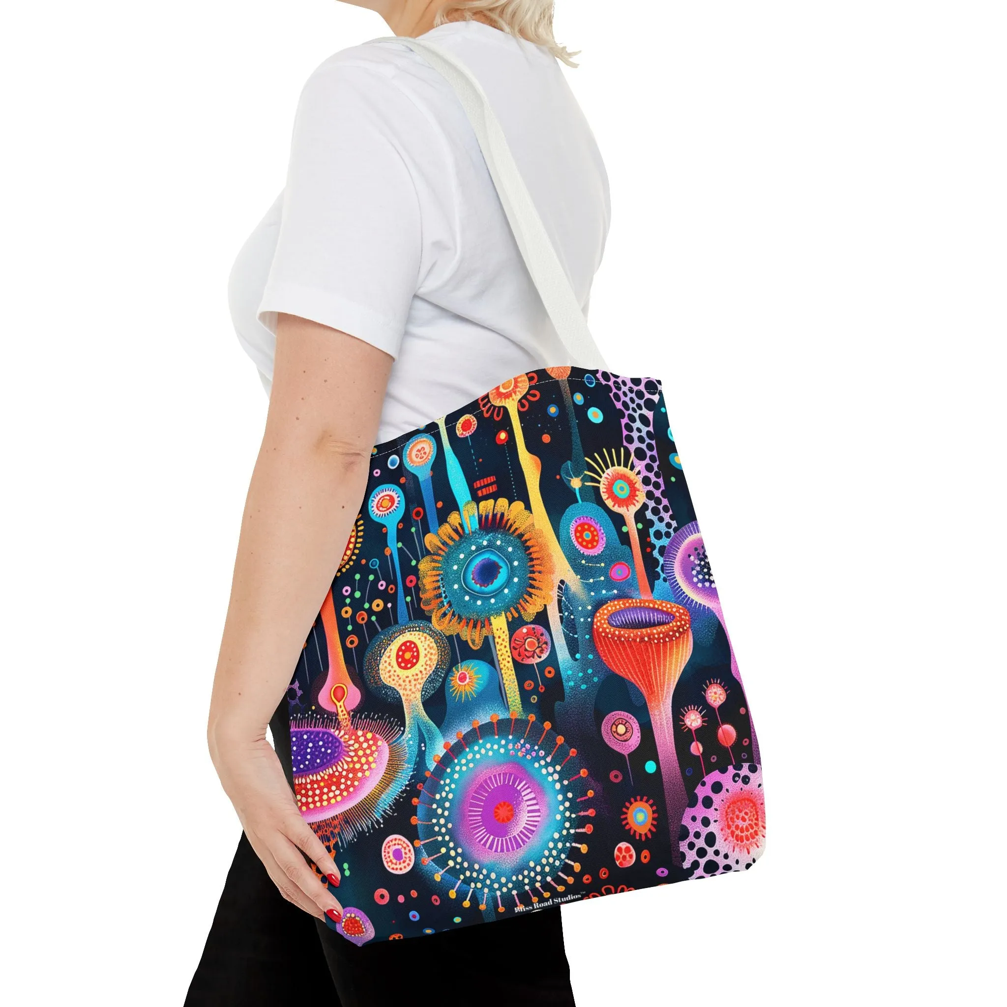 Surreal Seascape Forest Tote Bag - Step into a Surreal Sci-Fi Seascape with Every Carry! Available in 3 sizes.