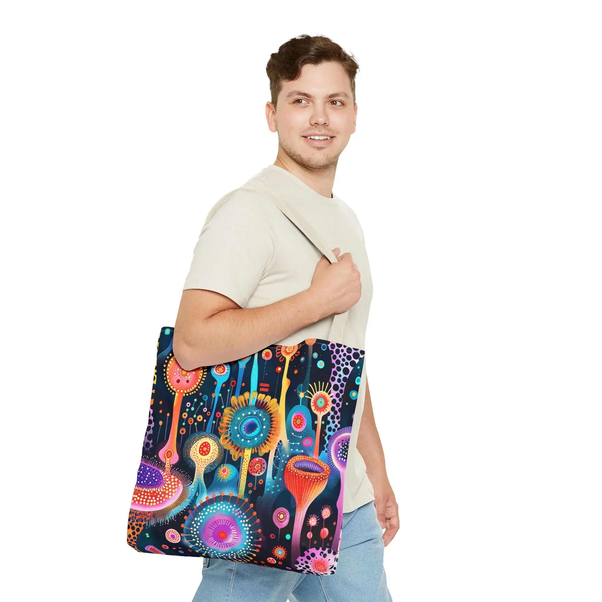 Surreal Seascape Forest Tote Bag - Step into a Surreal Sci-Fi Seascape with Every Carry! Available in 3 sizes.