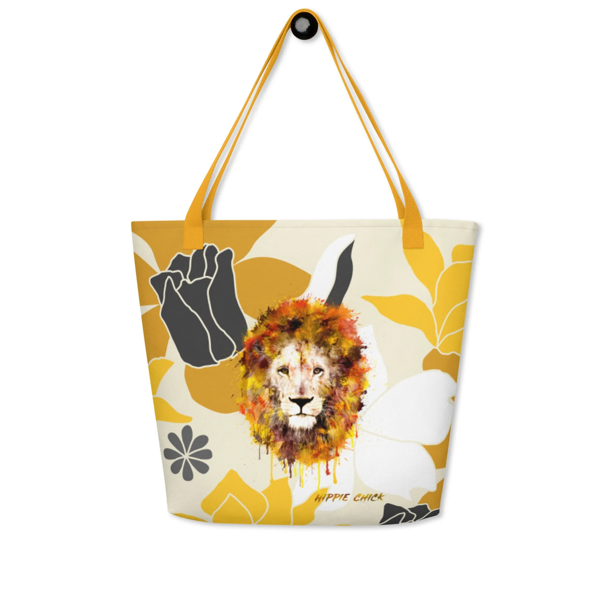 Tan Flowers Tote Bag