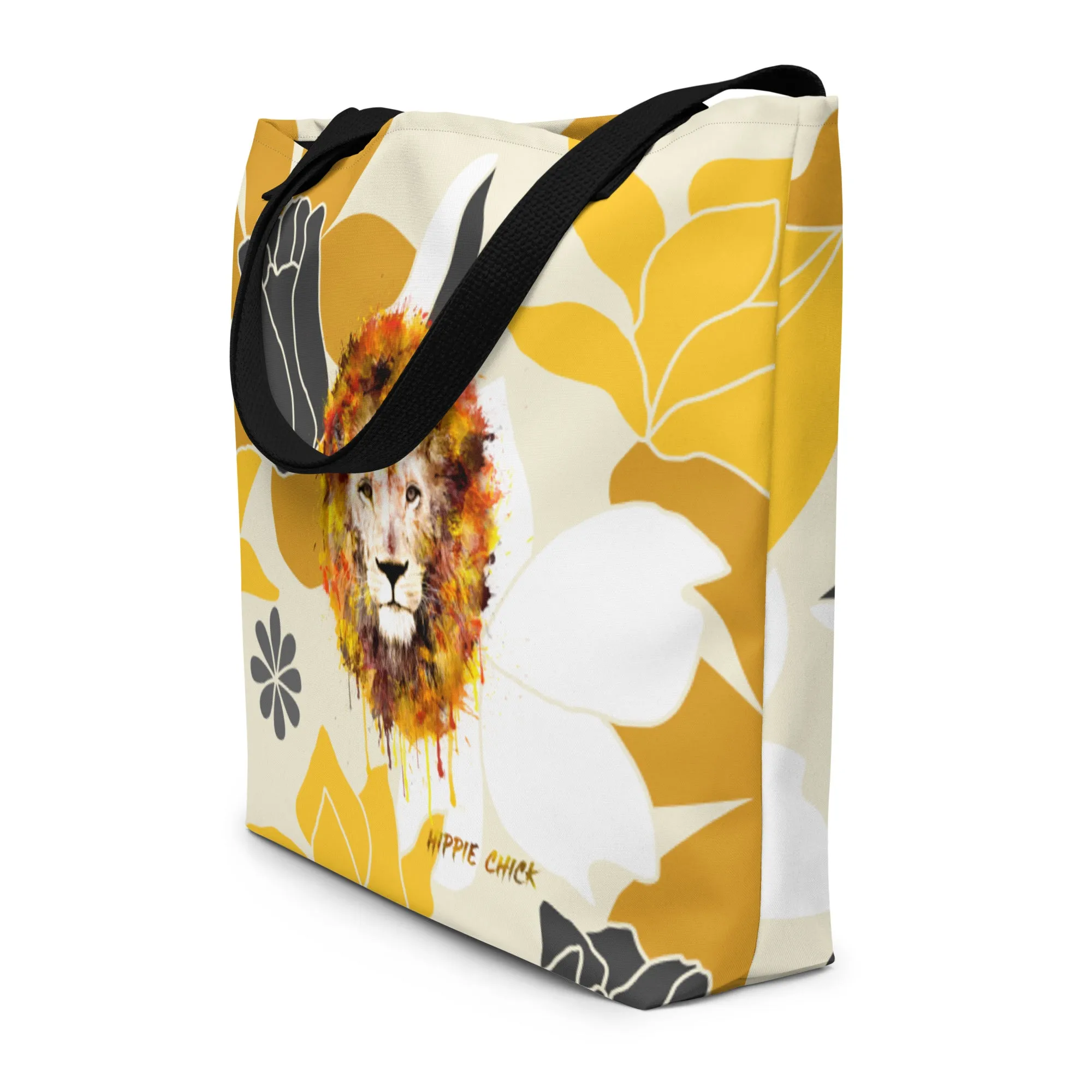 Tan Flowers Tote Bag