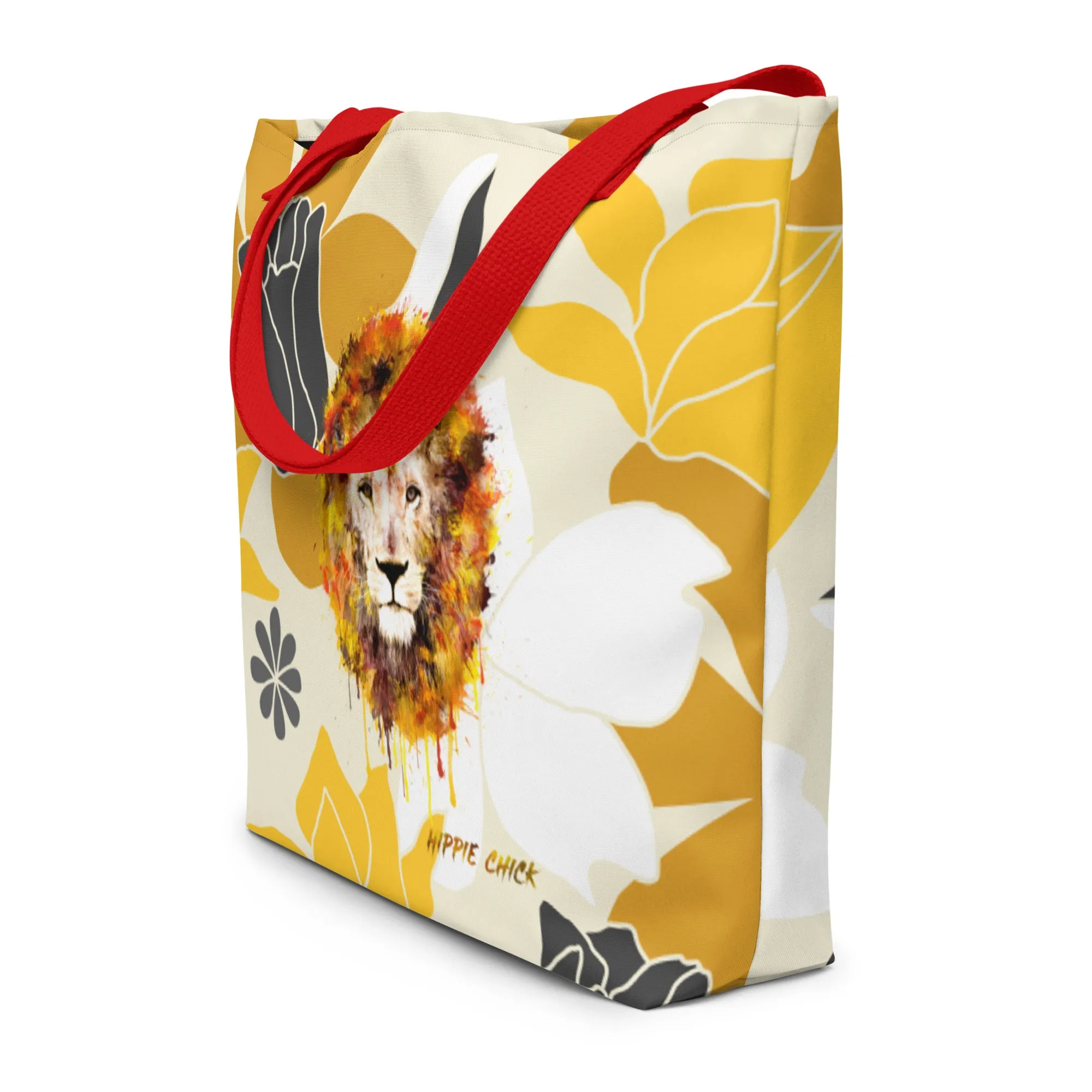 Tan Flowers Tote Bag