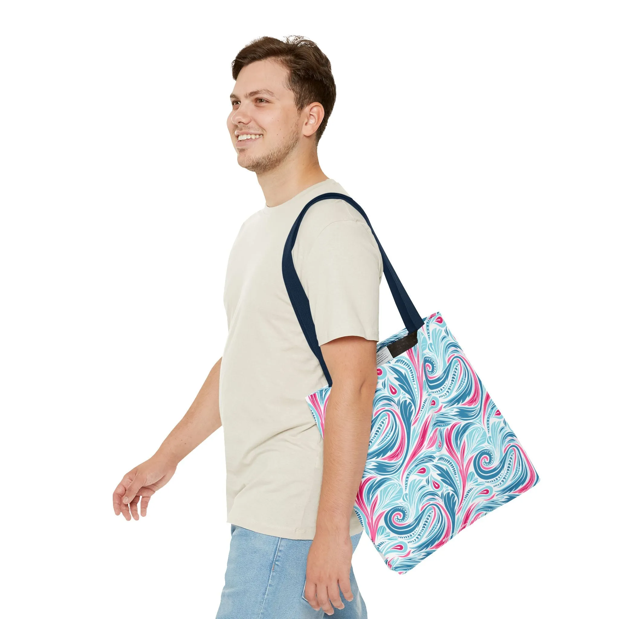 Teal Tide Twirl Tote Bag - Go Through Life with Coastal Charm! Available in 3 sizes.