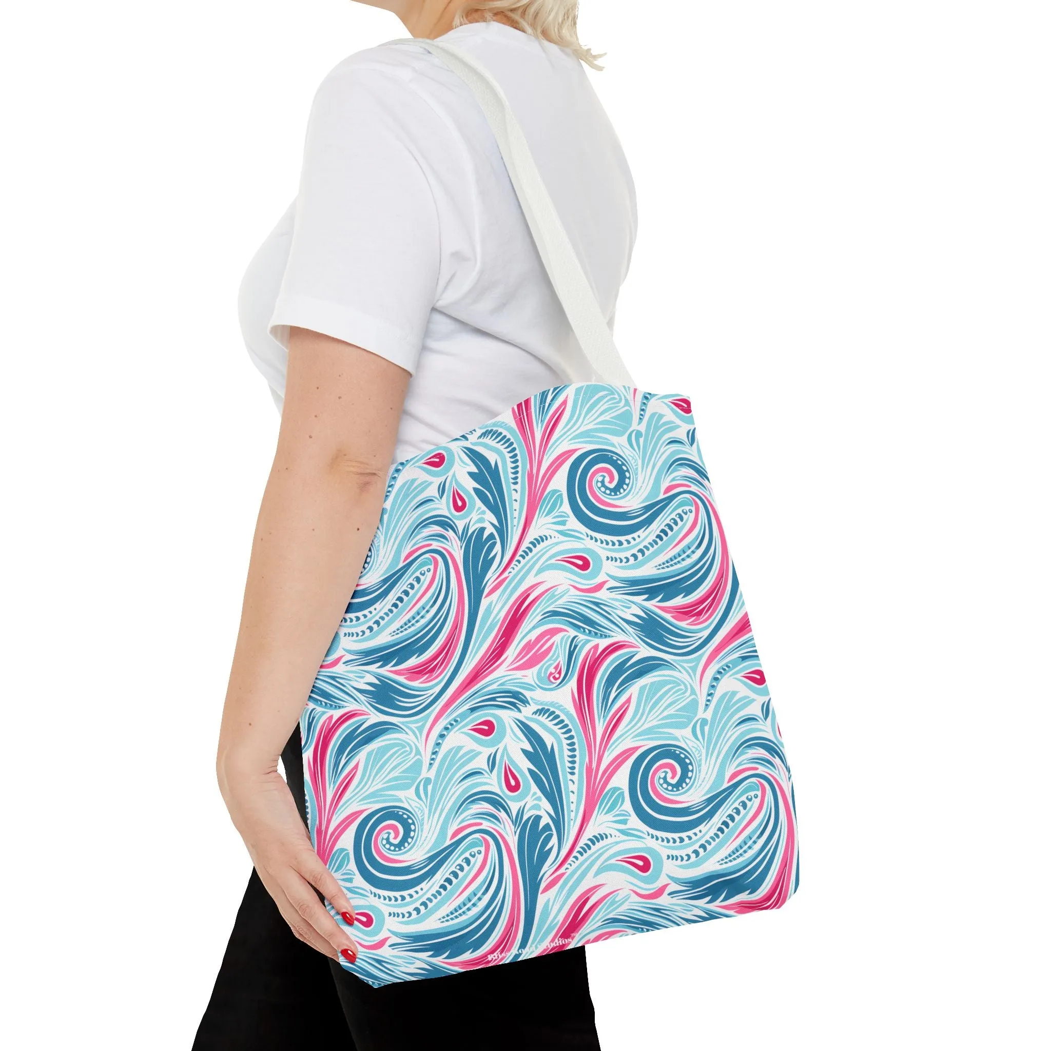 Teal Tide Twirl Tote Bag - Go Through Life with Coastal Charm! Available in 3 sizes.