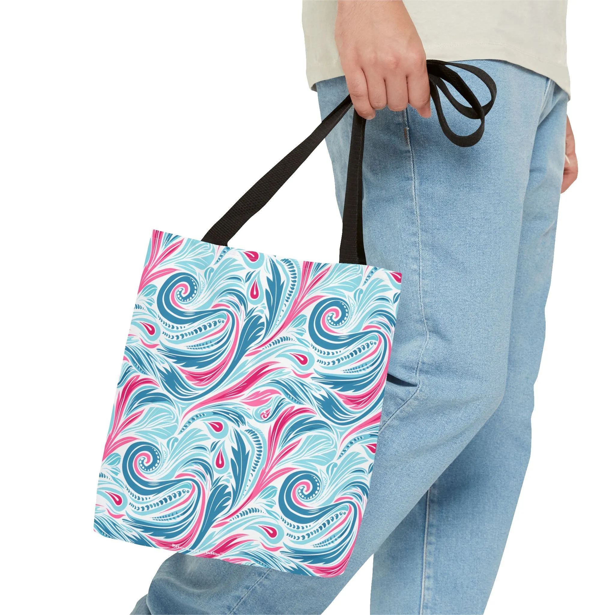 Teal Tide Twirl Tote Bag - Go Through Life with Coastal Charm! Available in 3 sizes.