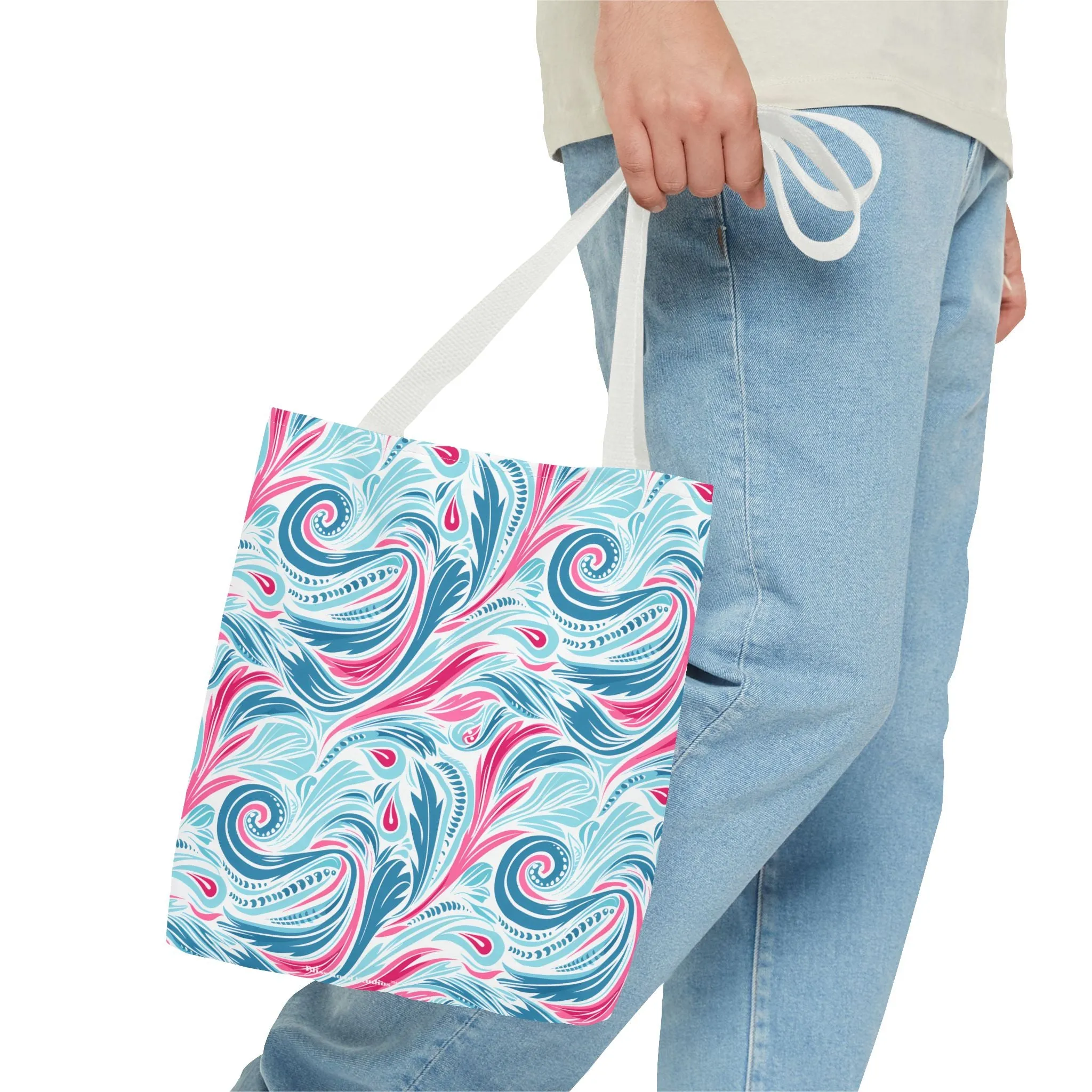 Teal Tide Twirl Tote Bag - Go Through Life with Coastal Charm! Available in 3 sizes.