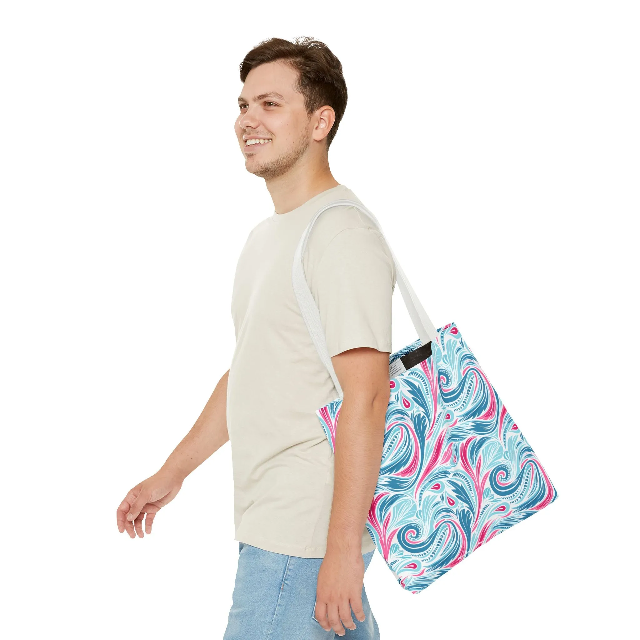 Teal Tide Twirl Tote Bag - Go Through Life with Coastal Charm! Available in 3 sizes.