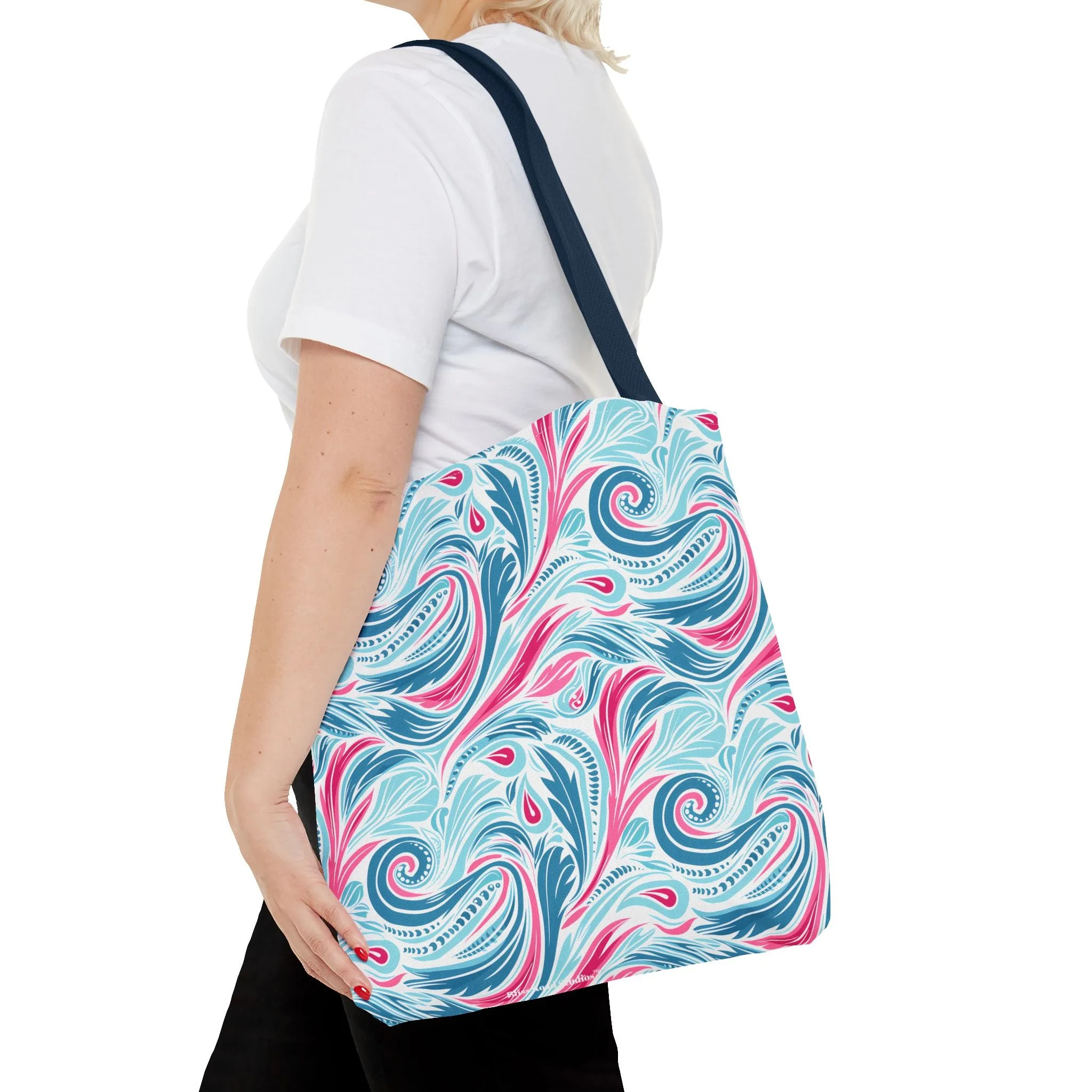 Teal Tide Twirl Tote Bag - Go Through Life with Coastal Charm! Available in 3 sizes.