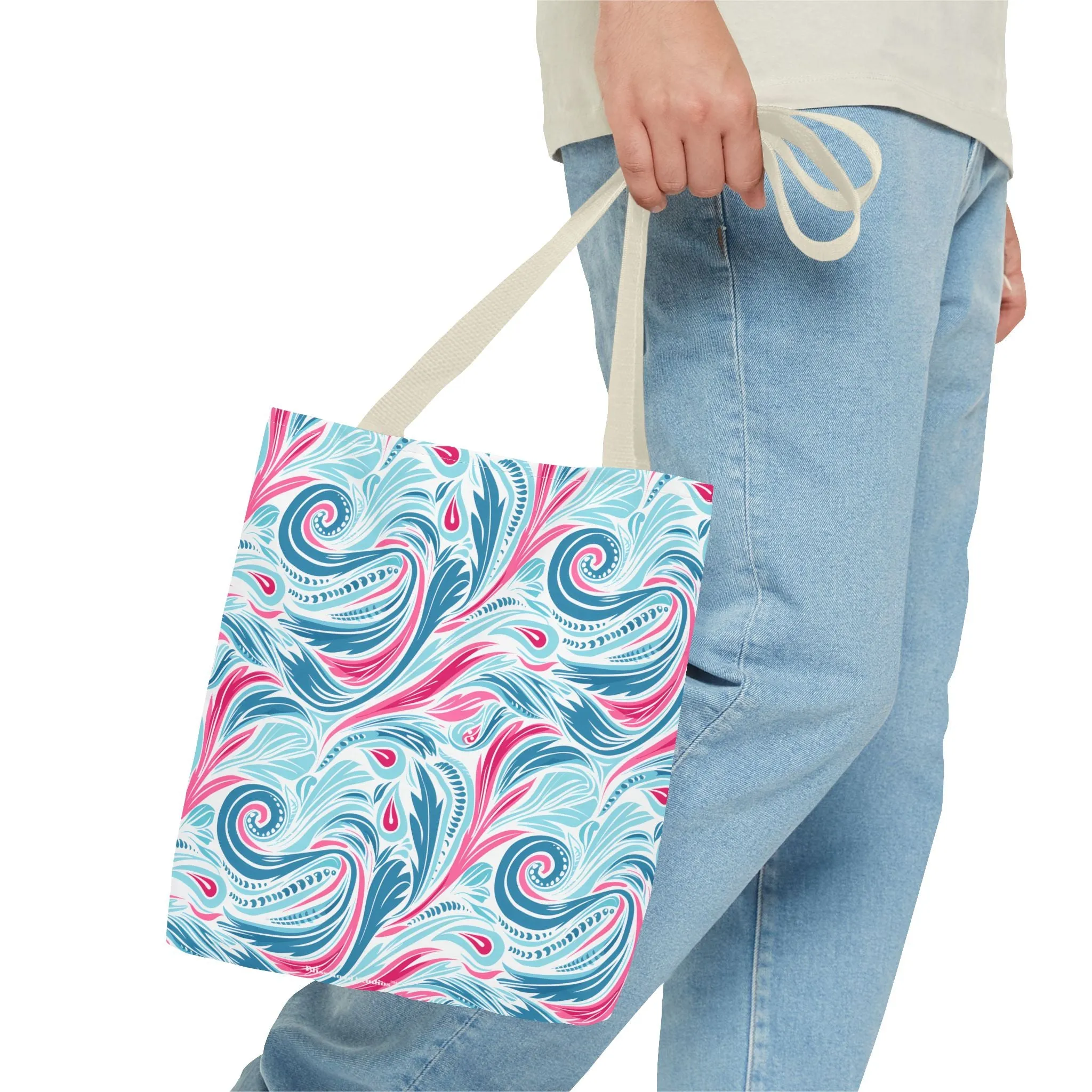 Teal Tide Twirl Tote Bag - Go Through Life with Coastal Charm! Available in 3 sizes.