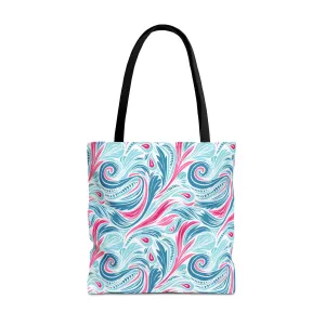Teal Tide Twirl Tote Bag - Go Through Life with Coastal Charm! Available in 3 sizes.