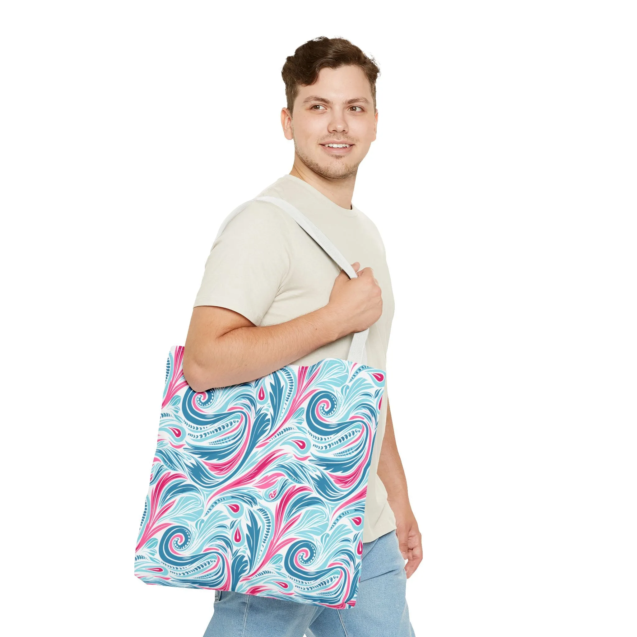 Teal Tide Twirl Tote Bag - Go Through Life with Coastal Charm! Available in 3 sizes.