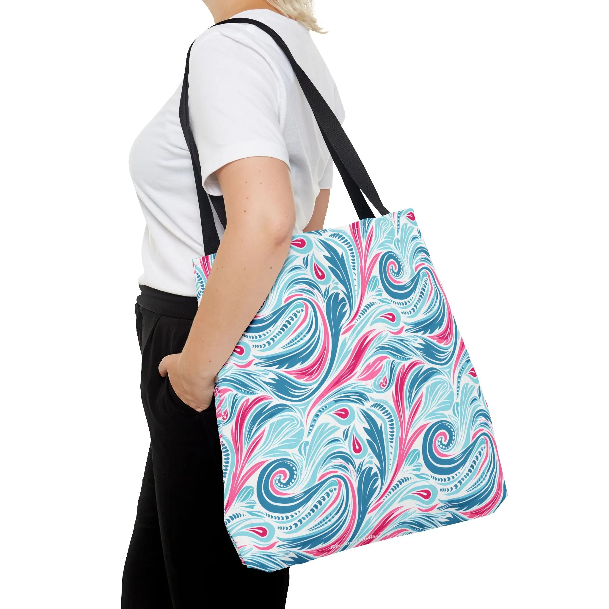 Teal Tide Twirl Tote Bag - Go Through Life with Coastal Charm! Available in 3 sizes.