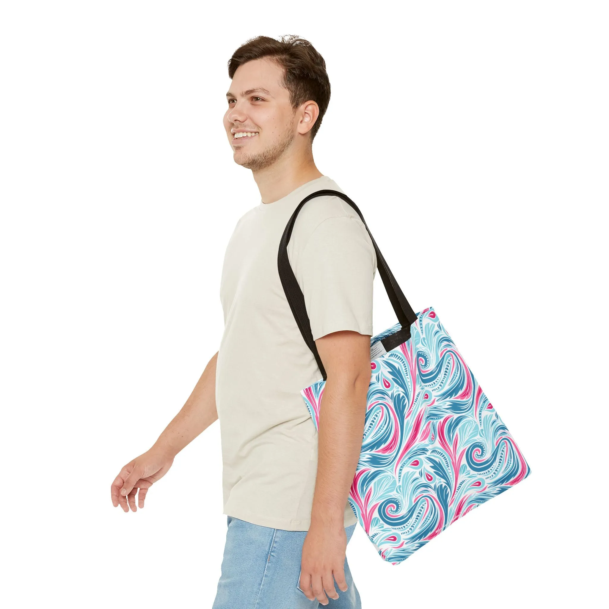 Teal Tide Twirl Tote Bag - Go Through Life with Coastal Charm! Available in 3 sizes.