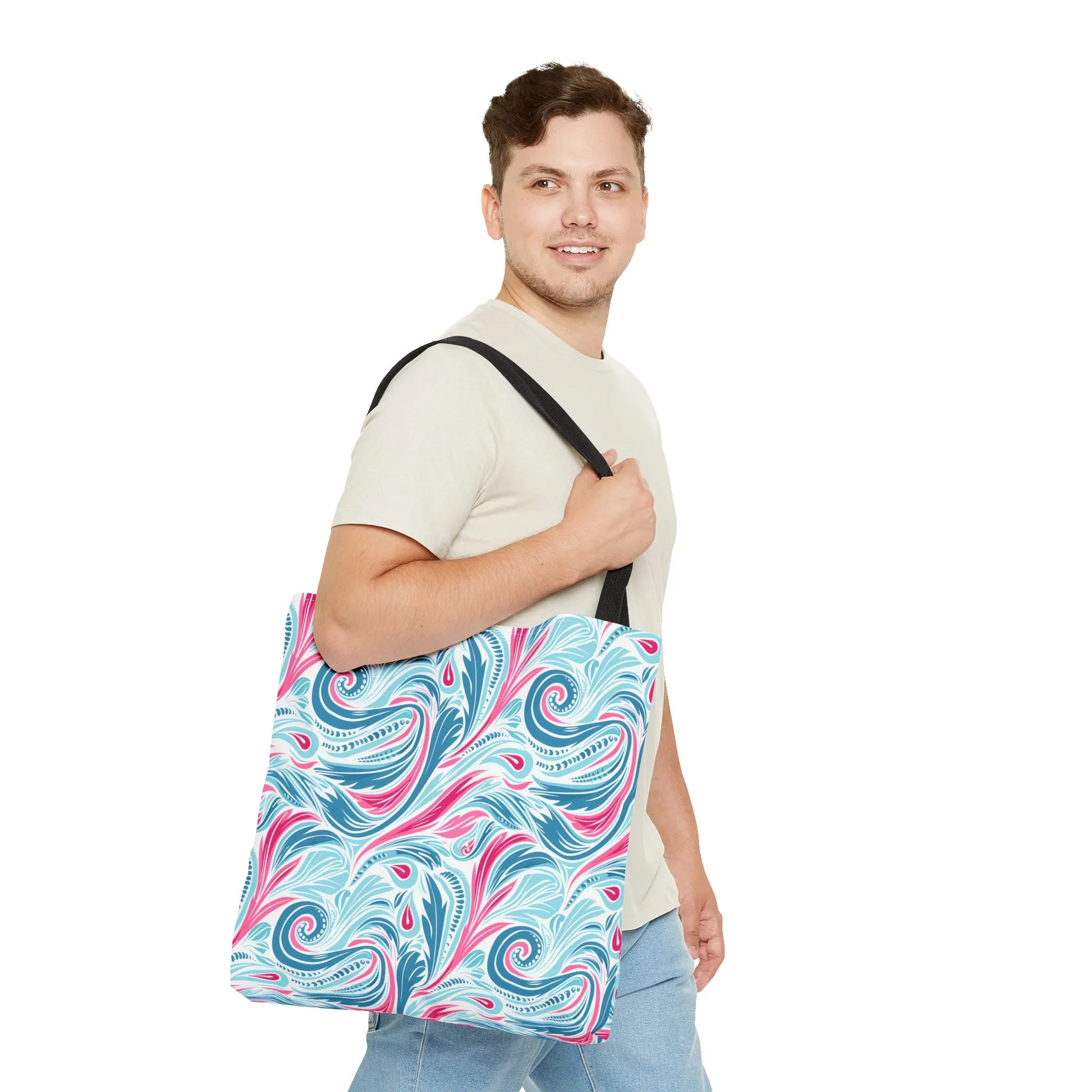Teal Tide Twirl Tote Bag - Go Through Life with Coastal Charm! Available in 3 sizes.
