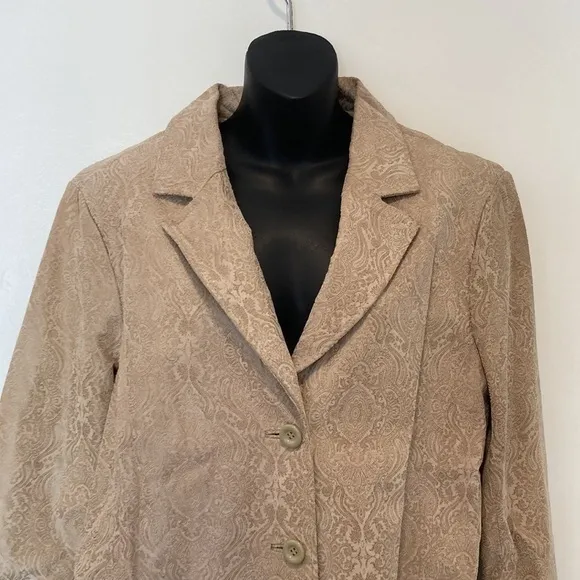 Terry Lewis Women's Tan Paisley Leather Jacket Size Large NWT