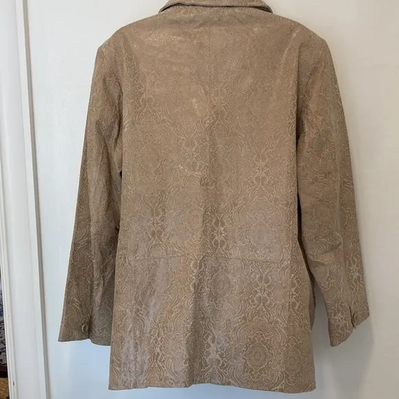 Terry Lewis Women's Tan Paisley Leather Jacket Size Large NWT