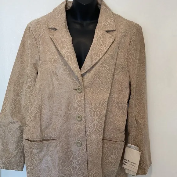 Terry Lewis Women's Tan Paisley Leather Jacket Size Large NWT