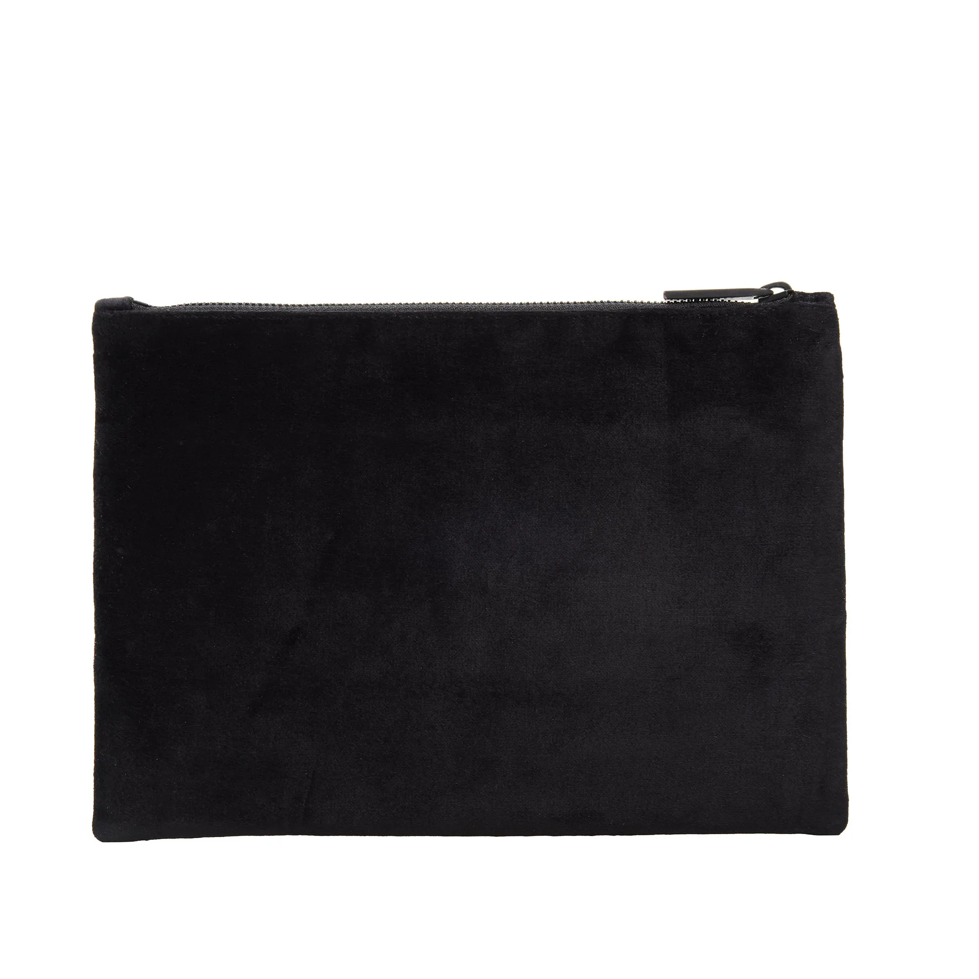 TEXT EMBROIDERED CLUTCH BAG