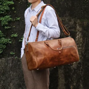 The Edler Retro Cowhide Shoulder Duffel Travel Bag by Wolph