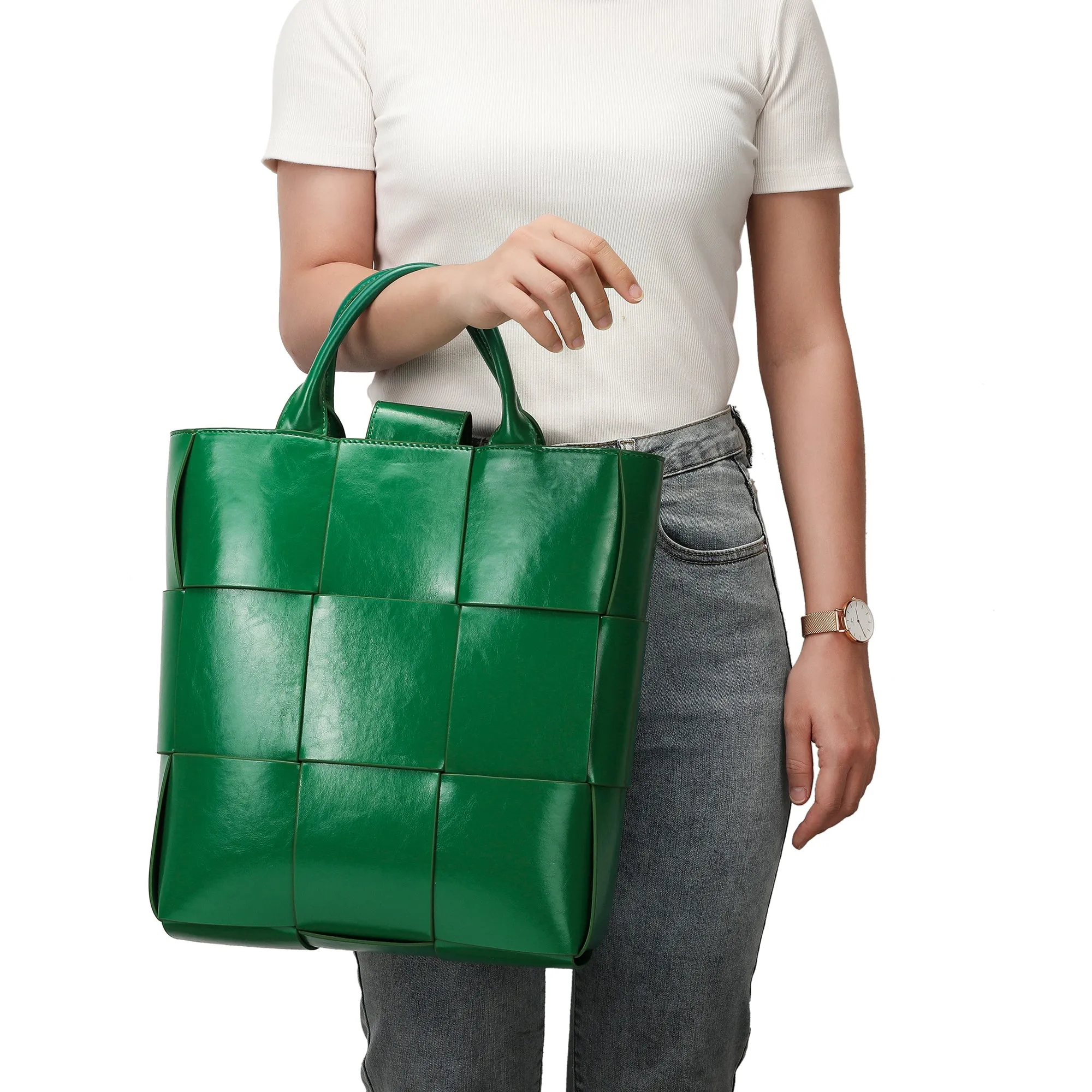 Tiffany & Fred  Woven Leather Top-handle Tote bag
