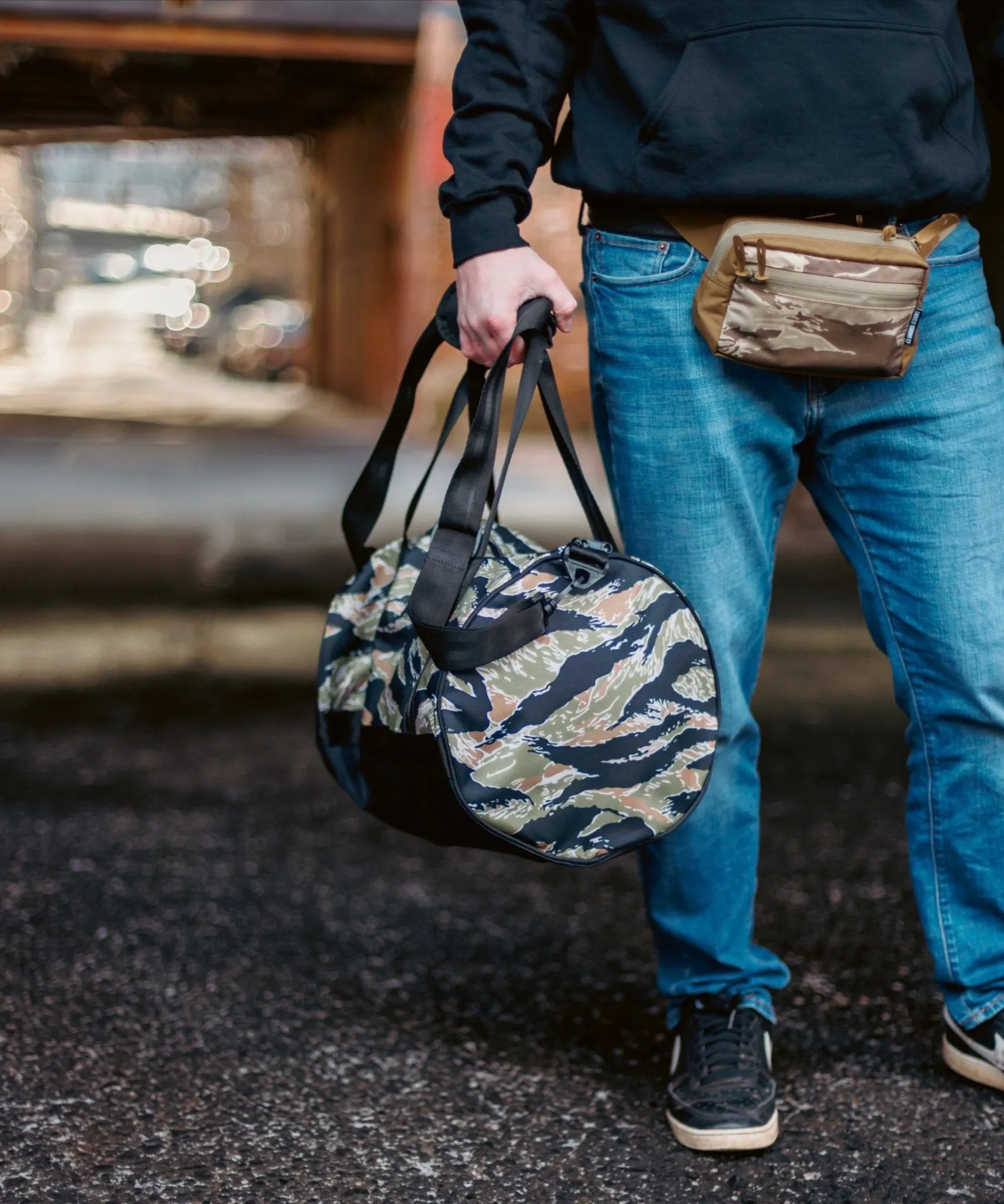 Tiger stripe duffel bag