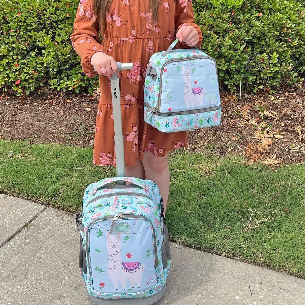 Tilami Light Green Alpaca Rolling Backpack 19 inch Kids Wheeled Backpack