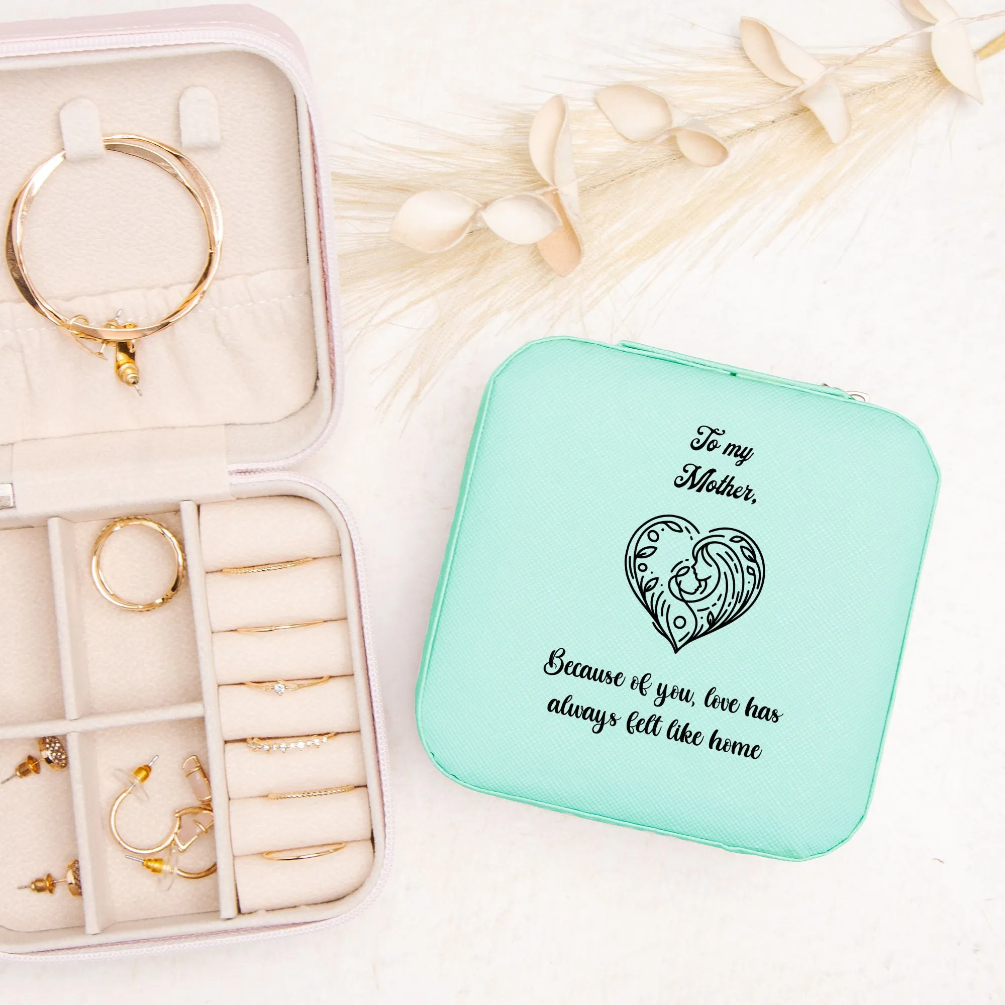 To My Mother, Love is Home Jewelry Travel Case