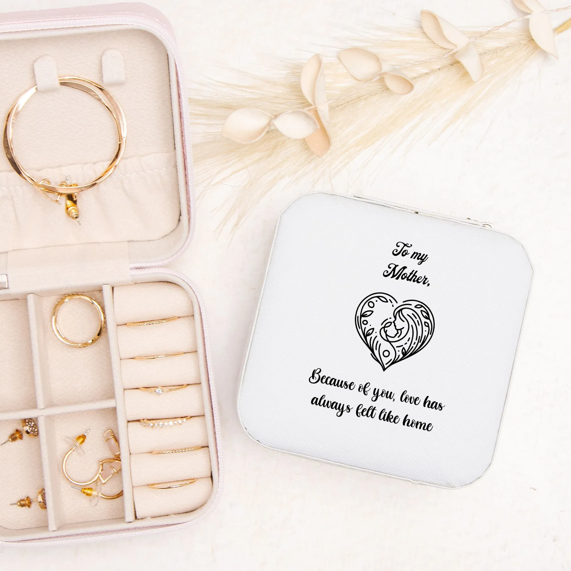 To My Mother, Love is Home Jewelry Travel Case