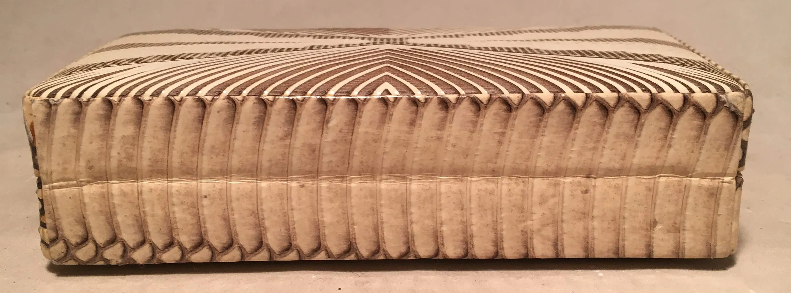 Tonya Hawkes Cream Embossed Patent Leather Clutch