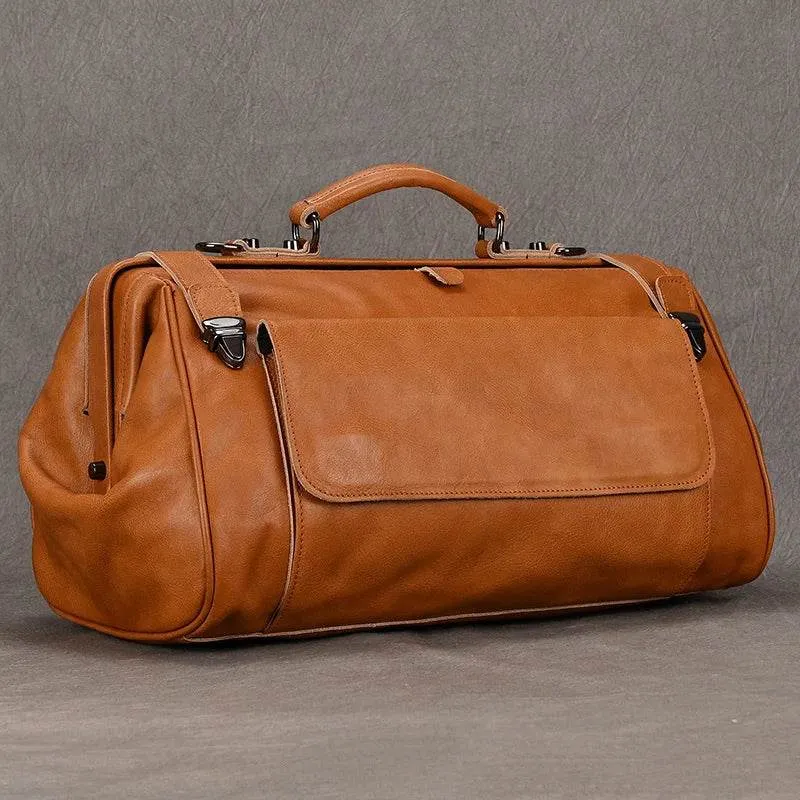 Top Grade Black Coffee Genuine Leather Travel Bag Anti-Theft Design