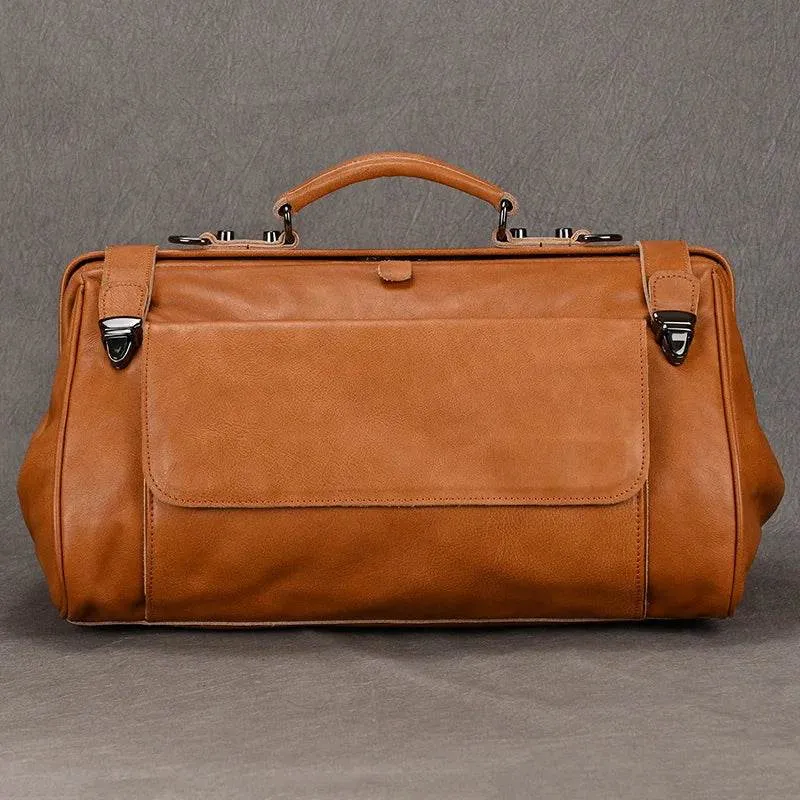 Top Grade Black Coffee Genuine Leather Travel Bag Anti-Theft Design