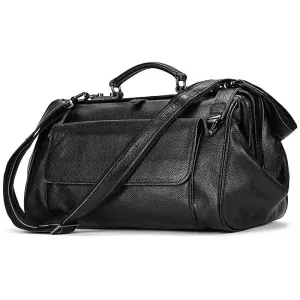 Top Grade Black Coffee Genuine Leather Travel Bag Anti-Theft Design