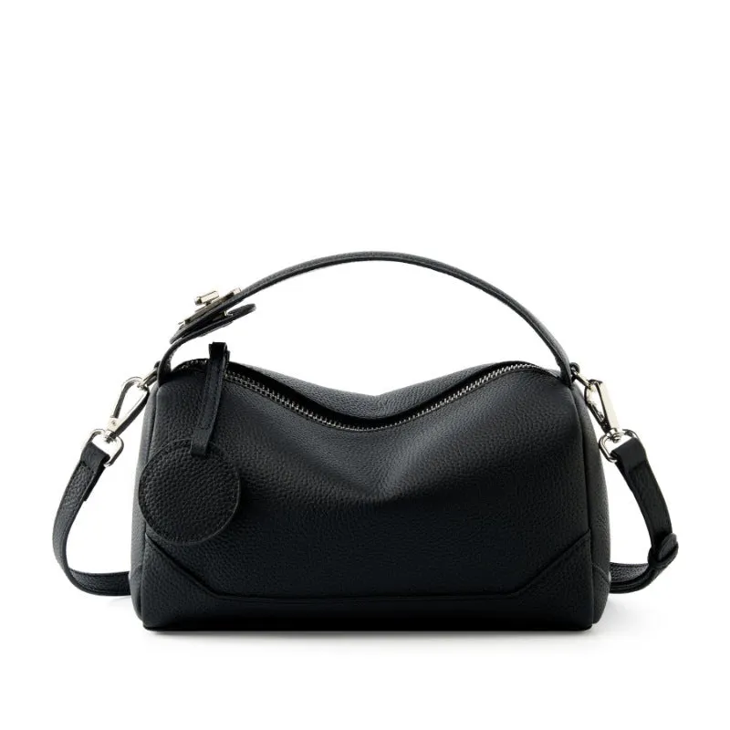 Top Layer Cowhide Genuine Leather Handbag with Crossbody Strap