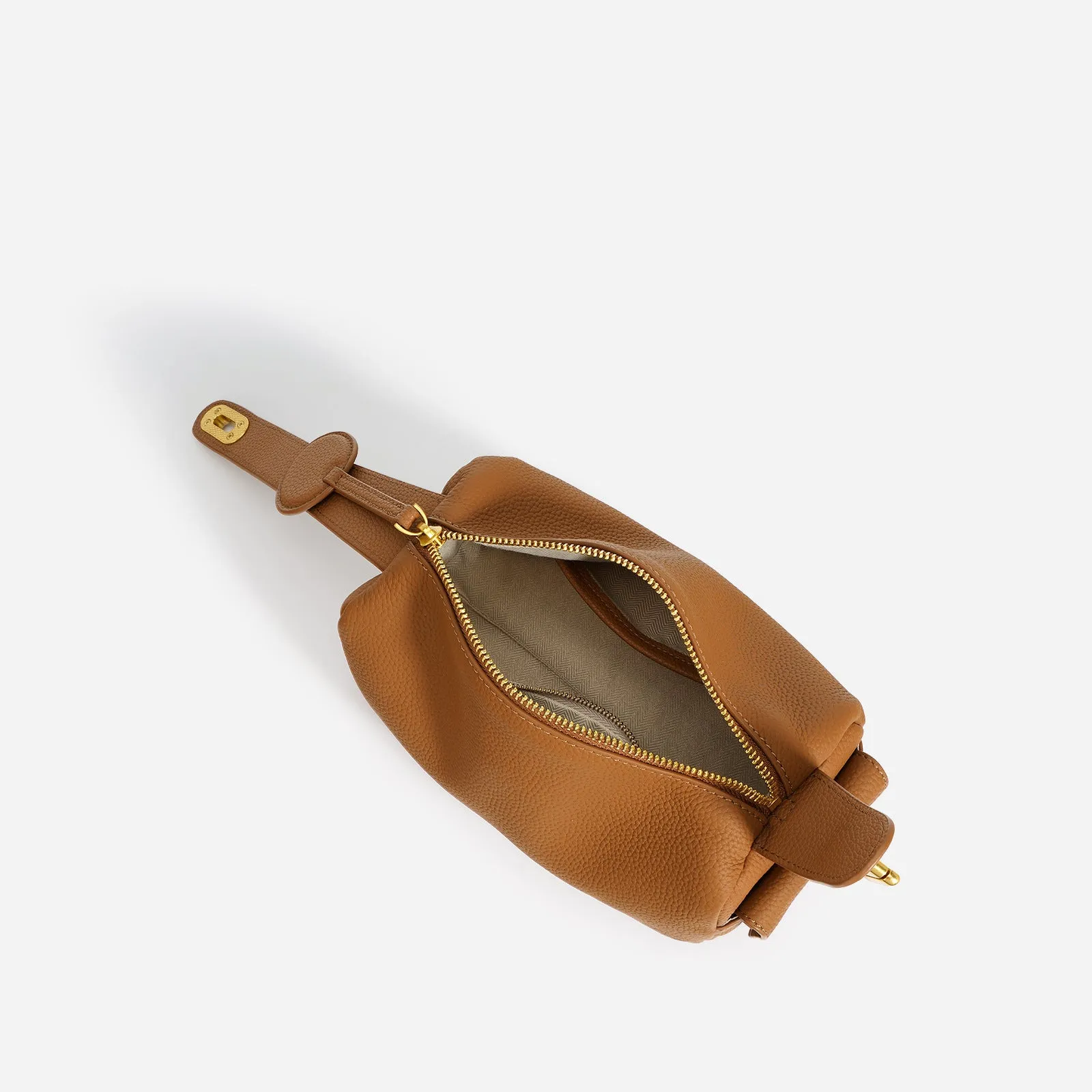 Top Layer Cowhide Genuine Leather Handbag with Crossbody Strap
