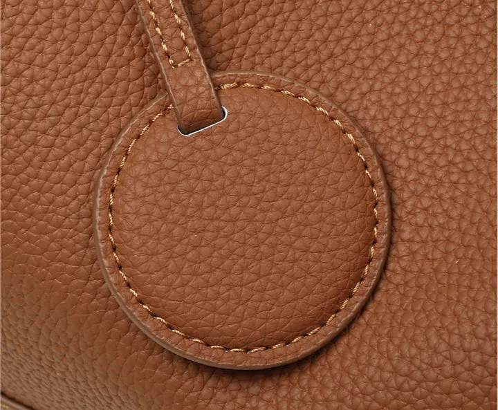 Top Layer Cowhide Genuine Leather Handbag with Crossbody Strap