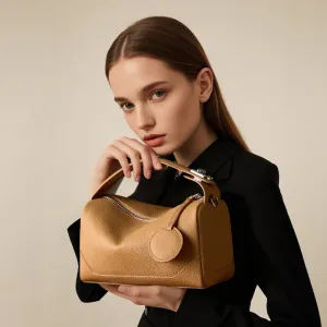 Top Layer Cowhide Genuine Leather Handbag with Crossbody Strap