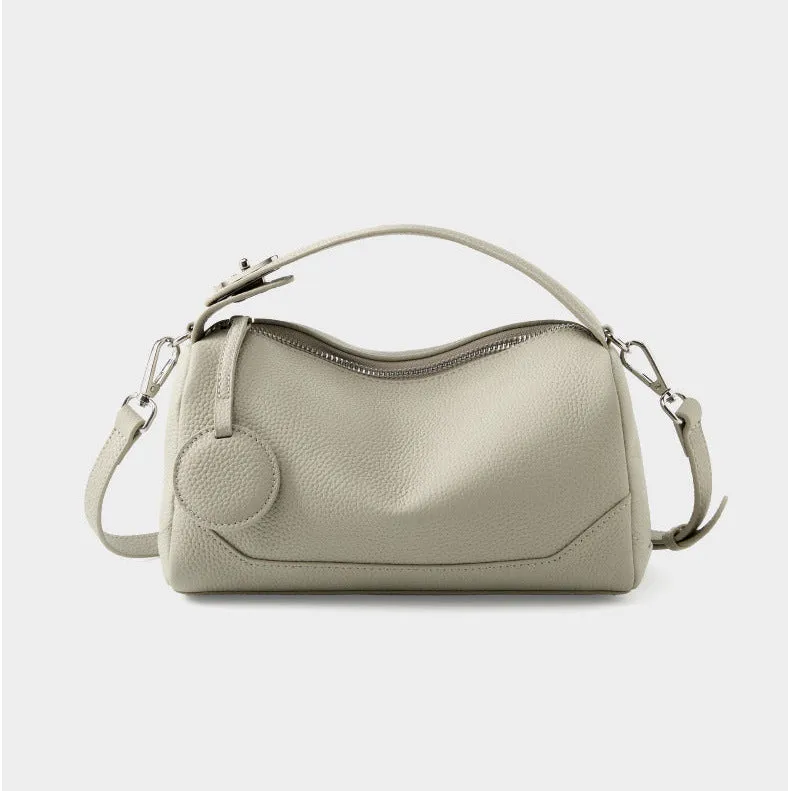 Top Layer Cowhide Genuine Leather Handbag with Crossbody Strap