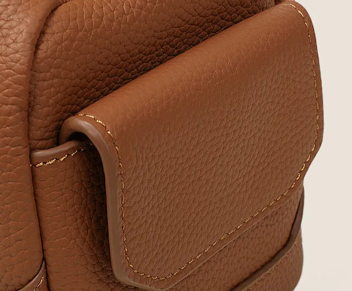 Top Layer Cowhide Genuine Leather Handbag with Crossbody Strap