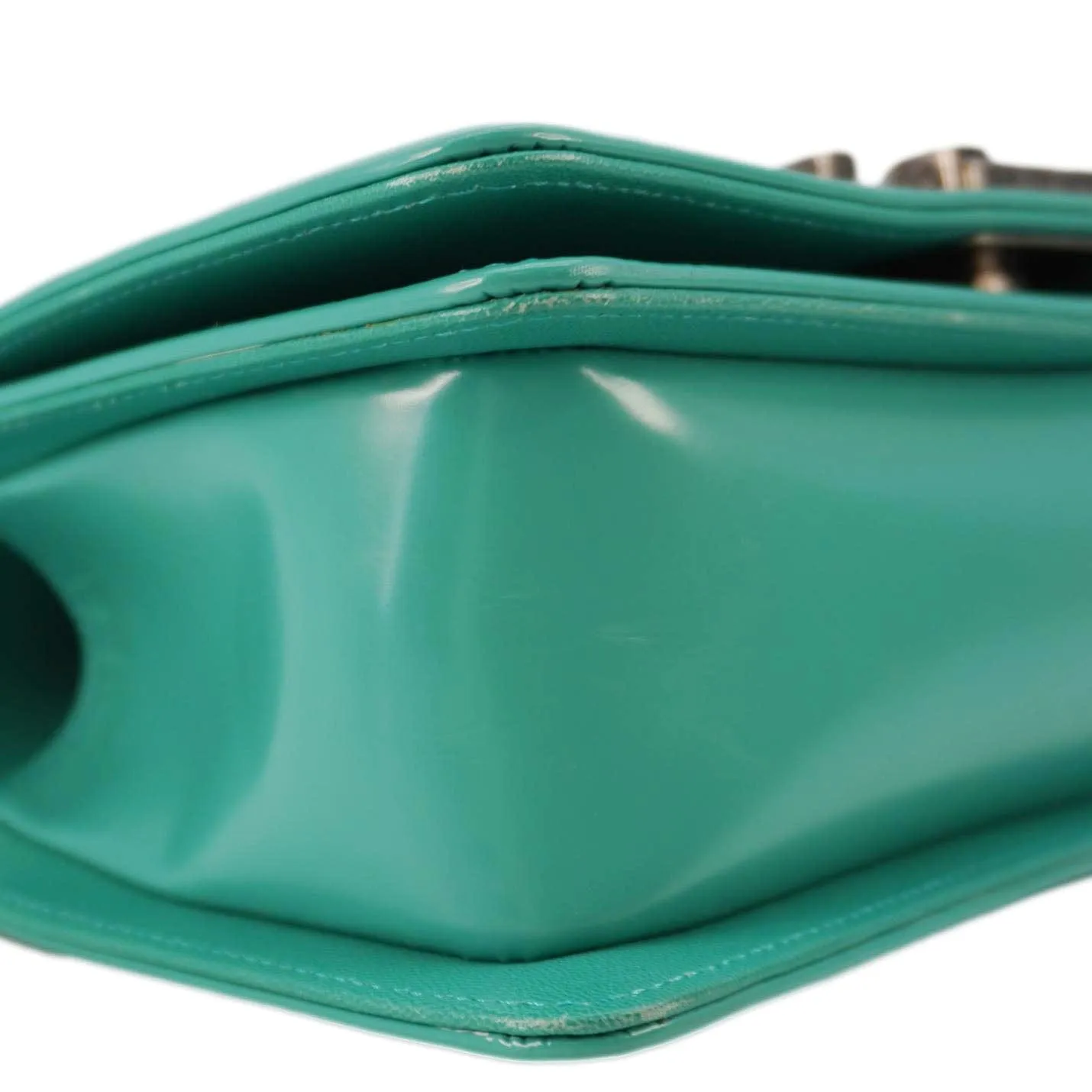 Top Quality Chanel Boy Small Patent Leather Shoulder Bag Green