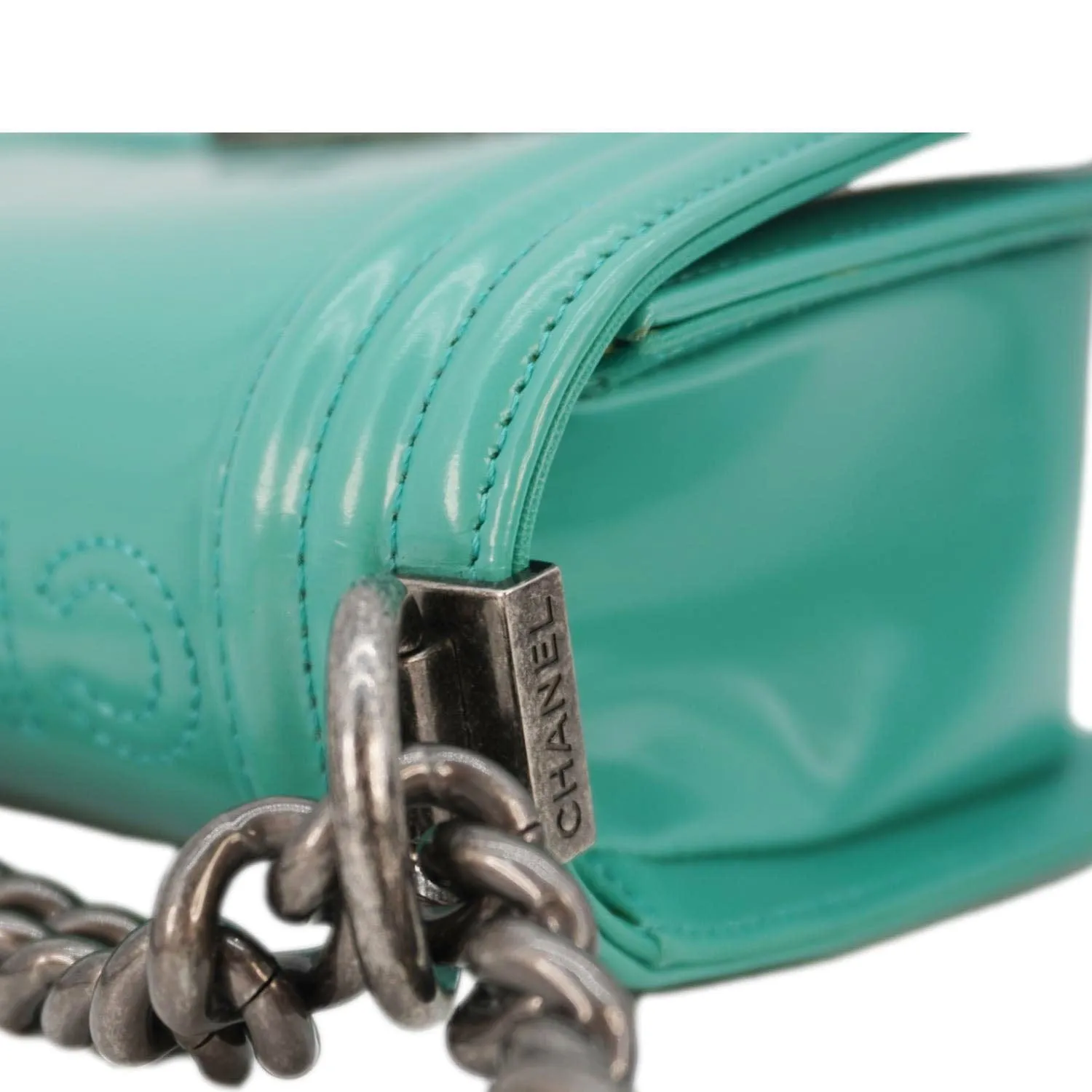 Top Quality Chanel Boy Small Patent Leather Shoulder Bag Green