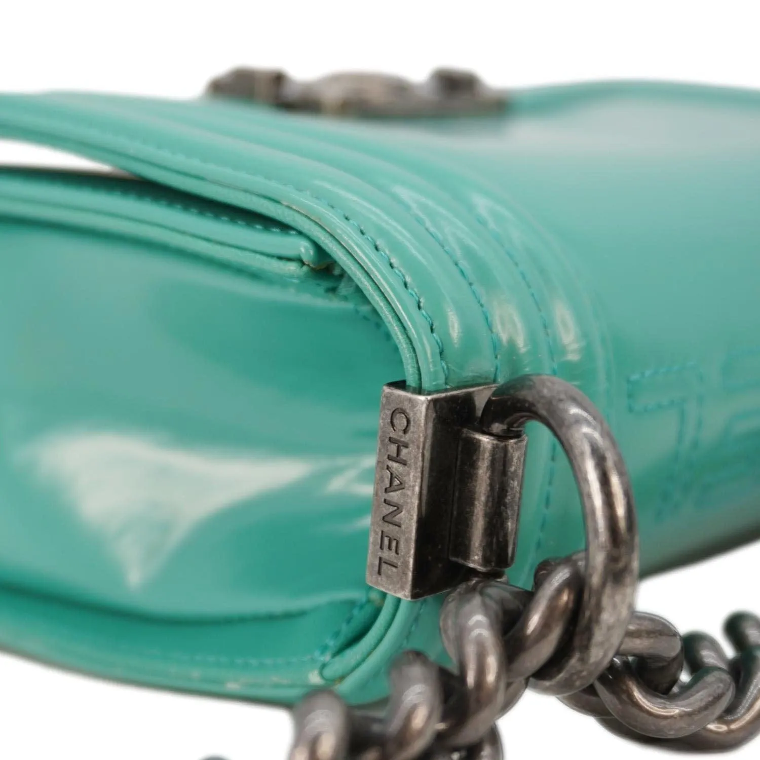 Top Quality Chanel Boy Small Patent Leather Shoulder Bag Green