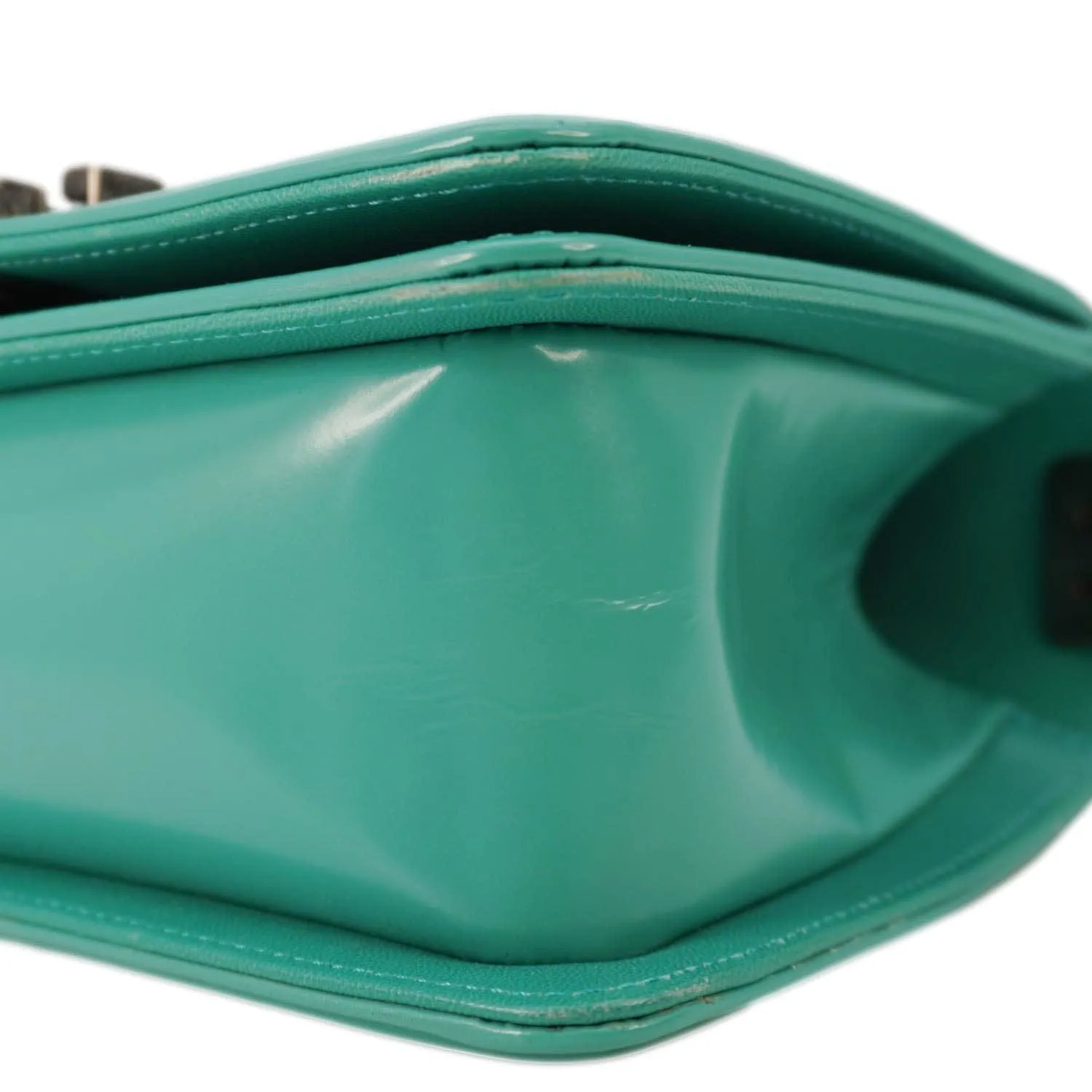 Top Quality Chanel Boy Small Patent Leather Shoulder Bag Green