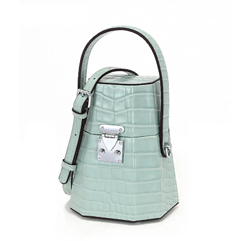 Trapezoidal Leather Box Tote Bag
